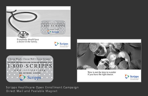 Scripps Healthcare Open Enrollment Campaign Direct Mail & Peelable Magnet